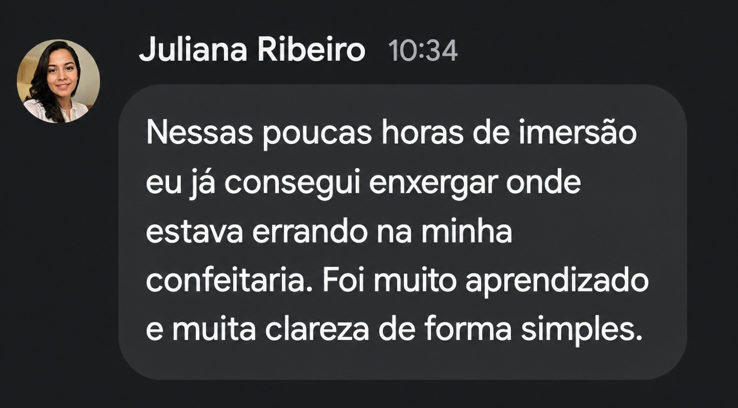 Depoimento de aluna 1 sobre a imersão de gestão com Débora Vasconcelos