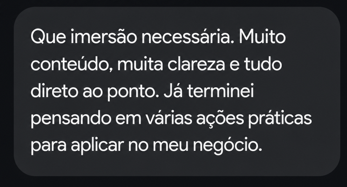 Depoimento de aluna 4 sobre a imersão de gestão com Débora Vasconcelos